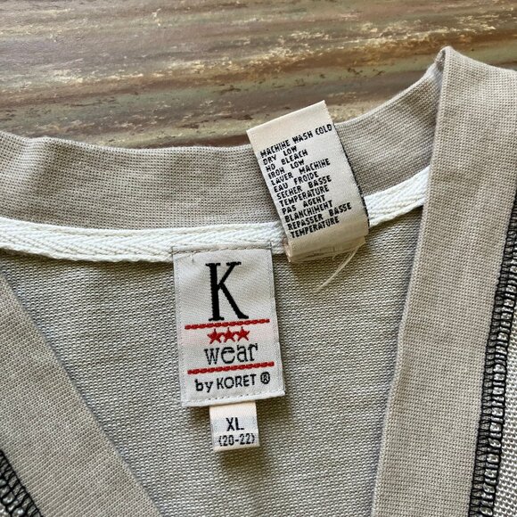 Gingham Patchwork Short Sleeve Button Front Shirt Beige Vintage K by Koret 90s - Picture 5 of 7